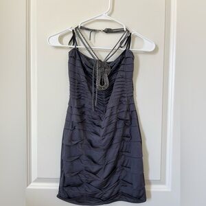 Elegant Gray Halter Dress